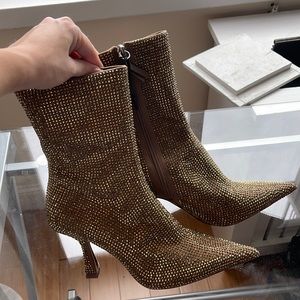 Zara gold rhinestone booties size 38